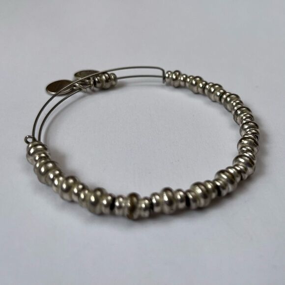 Alex and Ani Nile Beaded Expandable Bangle Bracelet in Rafaelian Silver Finish - Picture 5 of 6